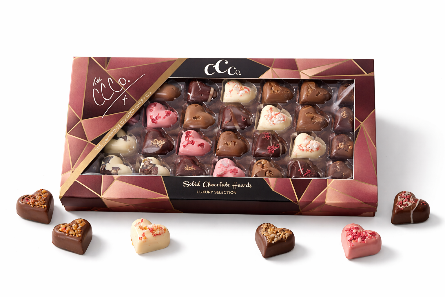24 Luxury Solid Chocolate Hearts image 0