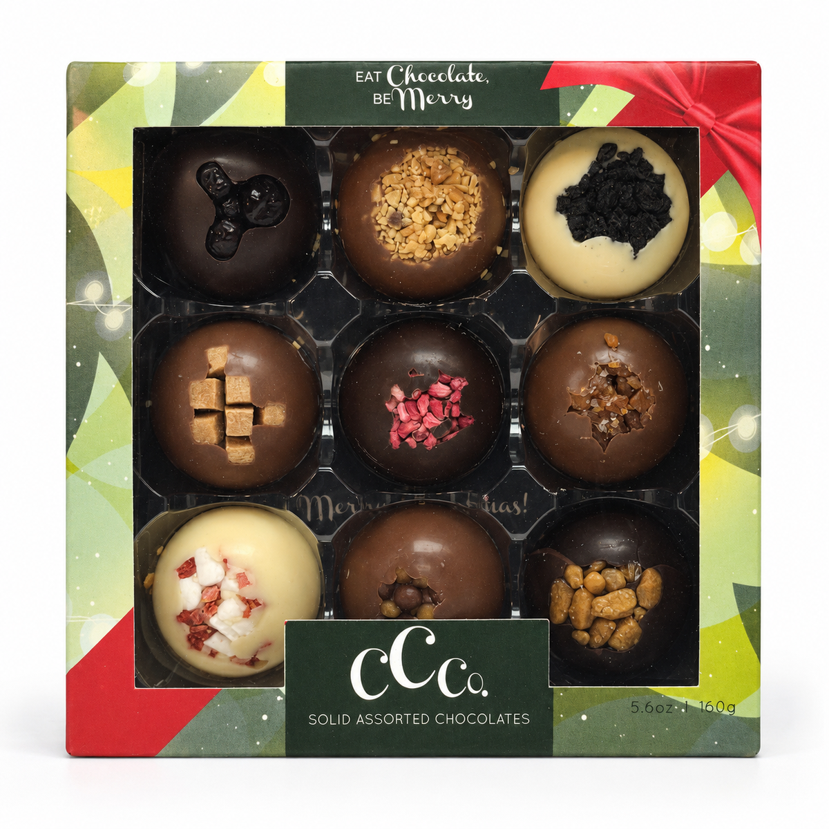 9 Solid Assorted Festive Chocolates - (160g)