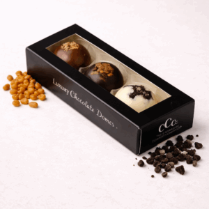 3 Chocolate Domes Mini Gift Box (Cookies N’ Cream, Hazelnut Praline & Dark Chocolate Salted Caramel)