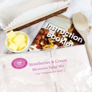 Strawberries and cream microwave fudge mix