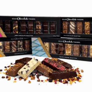 LETTERBOX HAMPER SET OF 4 x 9 ASSORTED SOLID CHOCOLATE FINGERS